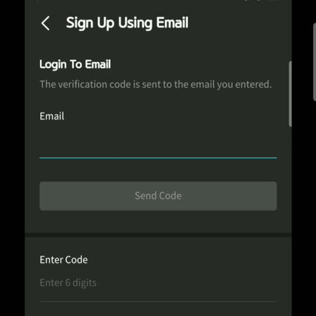 6. Enter your email address and click "send code".