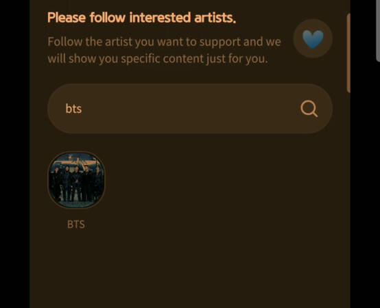 12.Search and choose BTS on the search box.