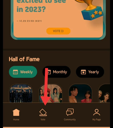 **HOW TO VOTE** 1. From the homepage, click the 2nd icon.